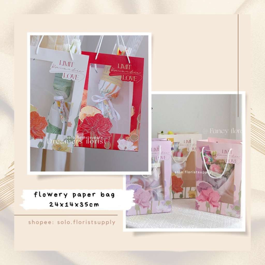 

FLOWERY PAPER BAG TRANSPARAN BAG FLOWER BAG BENING TAS BUNGA Creative Square Window Bag For Flower Gift / Simple Portable Kraft Paper Gift Bag PAPER BAG OPP TRANSPARENT BENING UNTUK BUKET BUNGA BUNGA SABTUN BUKET BUNGA KERING HANFBOUQUET HAMPERS