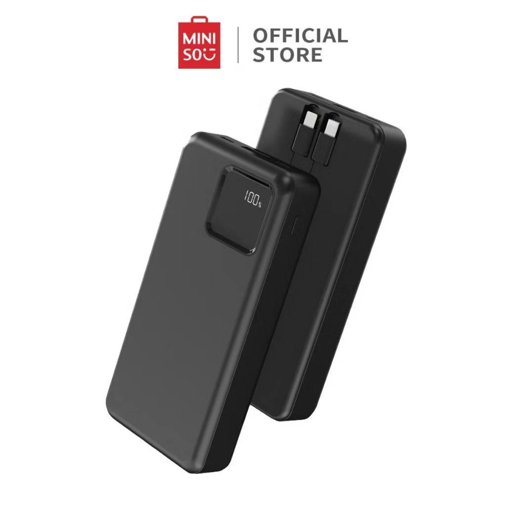 [ORIGINAL 100%] Miniso Powerbank 20000mAh Digital Display Power Bank with Cable Bank Daya Dengan dua