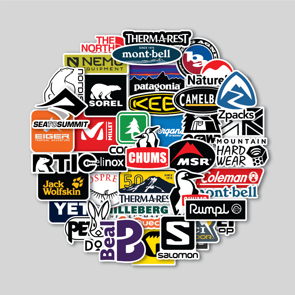 

STICKER PACK CAMPING GEAR BRAND LOGO | STICKER TUMBLER | STIKER LAPTOP KOPER HELM