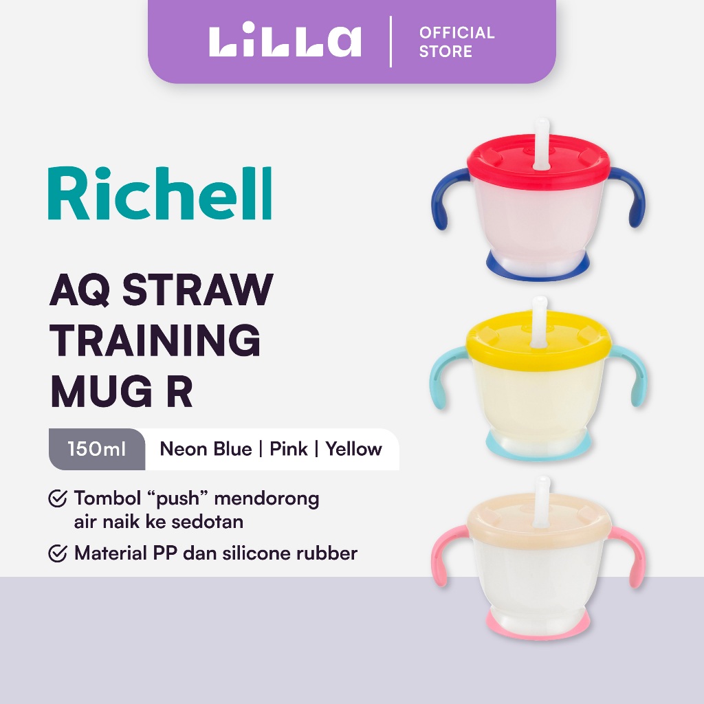 Capungkuning36 Richell Aq Straw Training Mug Anti Tumpah 190Ml Murah