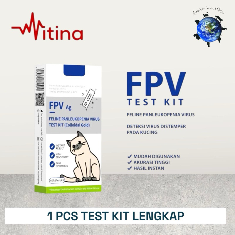 Vitina FPV(ag) Test Kit Virus Feline Panleukopenia Virus Kucing - Hasil Instant & Akurat (1 PCS)