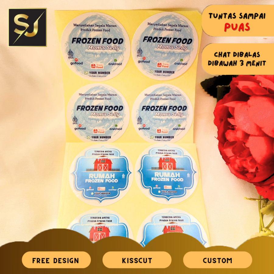 

Sangjaya Sticker Print Cetak Stiker Frozen Food Label Makanan Beku Produk Basah Bulat Chromo Murah