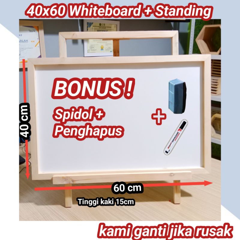 

PAPAN TULIS ANAK Whiteboard 40x60cm + Kaki (Gratis Spidol + Penghapus)