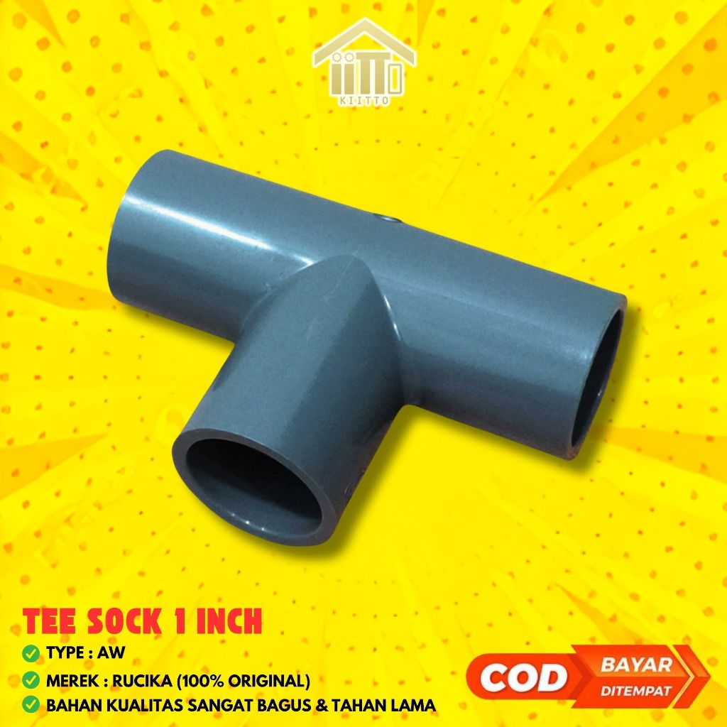 TEE SOCK PIPA PVC 1 INCH RUCIKA (AW) / TEE 1" INCH AW RUCIKA / TEE RUCIKA 1" INCH POLOS AW PVC / T S