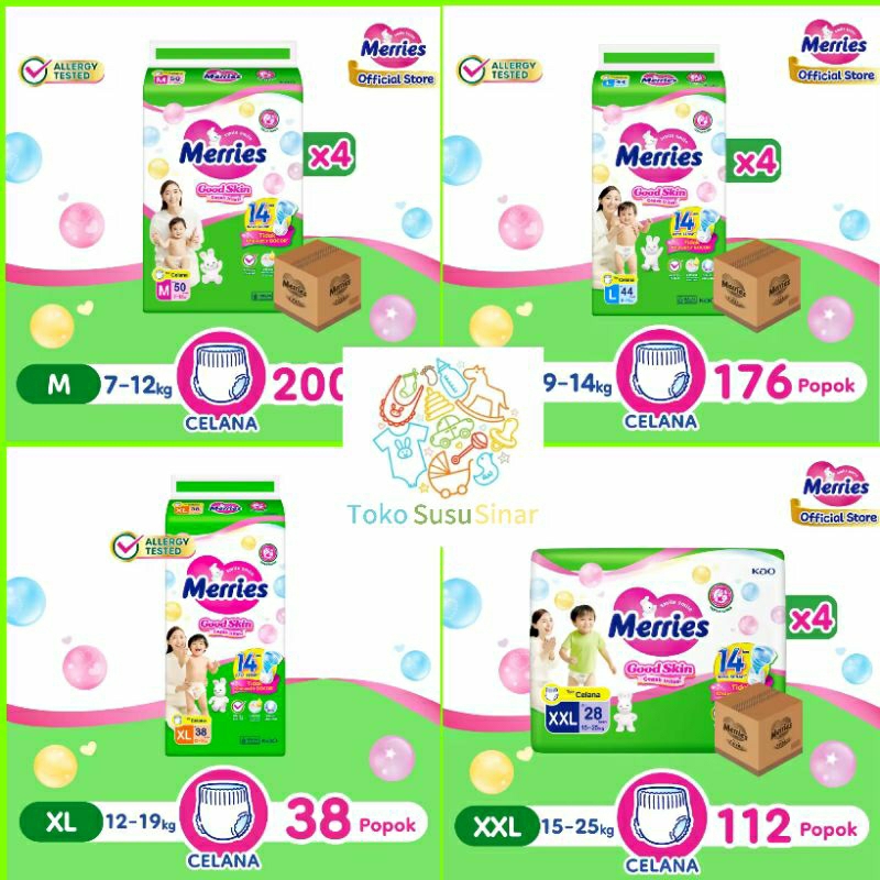 MERRIES PANTS JUMBO 1 KARTON 4 BALL M48 L42 XL38 XXL28 POPOK CELANA
