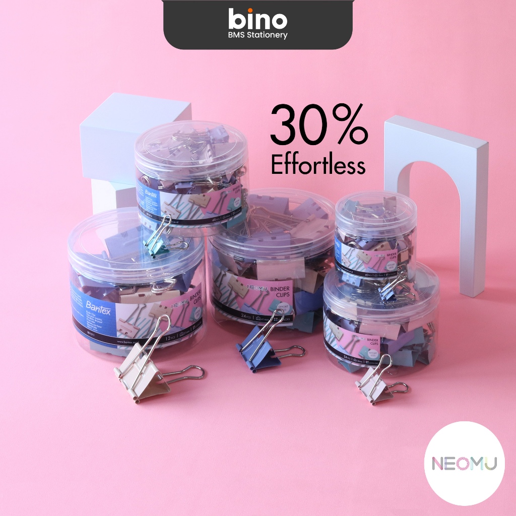 

[BMS Tangerang] Bantex Binder Clip Effortless / Penjepit Kertas Hemat Tenaga Hingga 30% Warna Warni Pastel