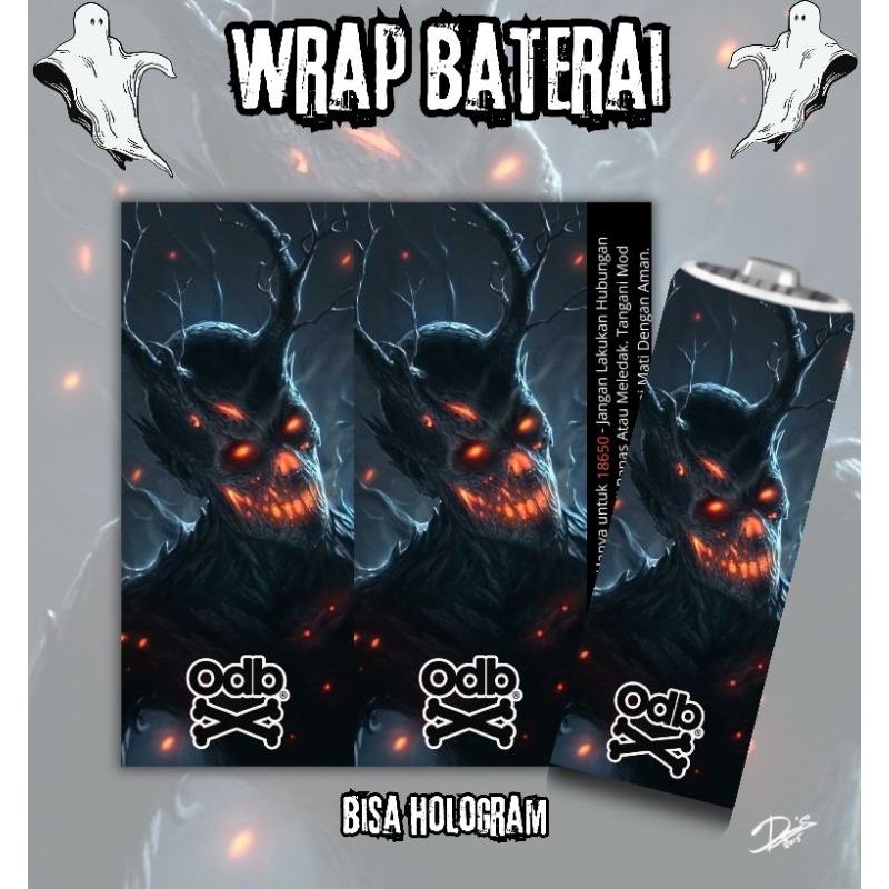 Jaka Custom - Skin Stiker Wrap Baterai 18650 Motif ODB X Demon Full Desain Untuk Melindungxi Dan Mem