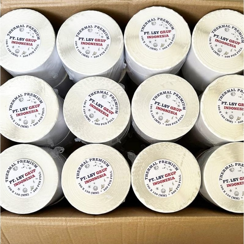 

RB kertas thermal label barcode LSY TAPE 100 X 150mm A6 isi 500 lembar full ( 1 dus isi 24 roll )
