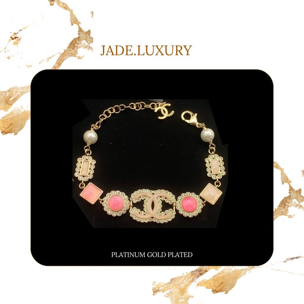 [Premium Gold Plated] Gelang Wanita Rose Gold / Gold With Diamond / Gelang emas wanita