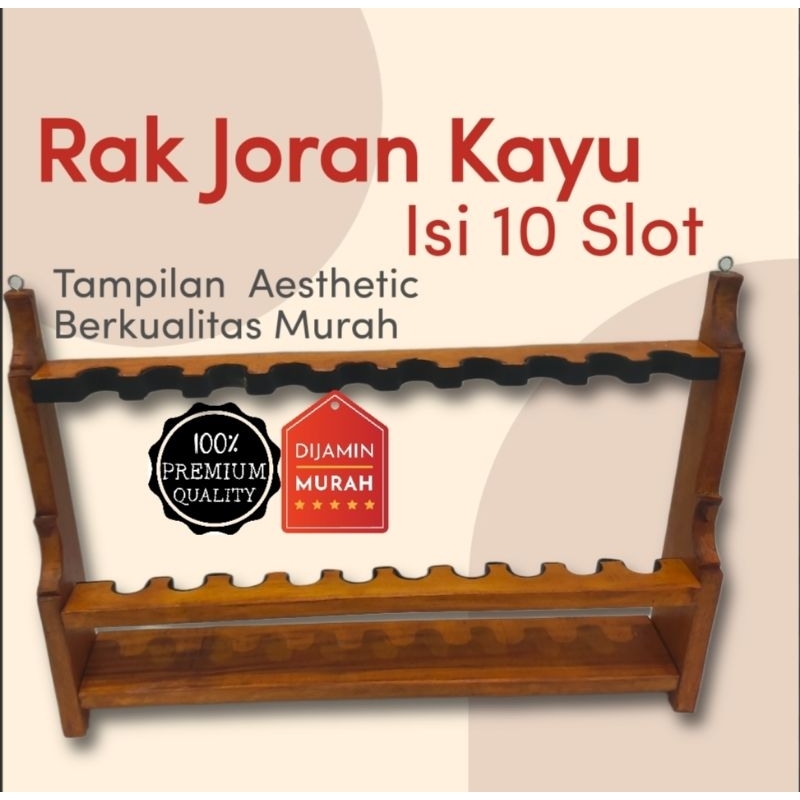 Rak Joran Pancing Kayu 10 Slot Portabel