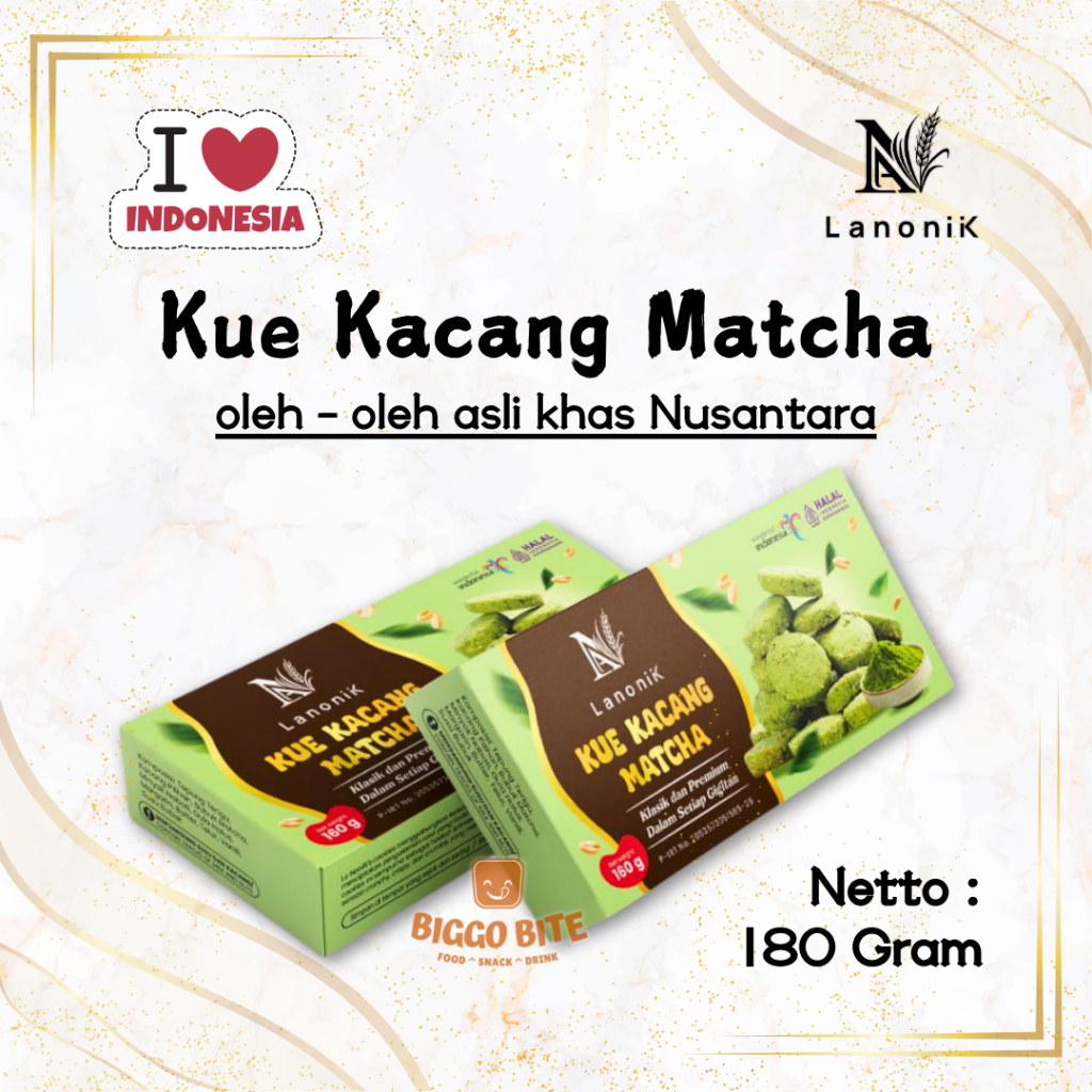 

Kue Kacang Matcha Oleh - Oleh Khas Malang - Indonesia / Peanut Cookies LA NONIIK