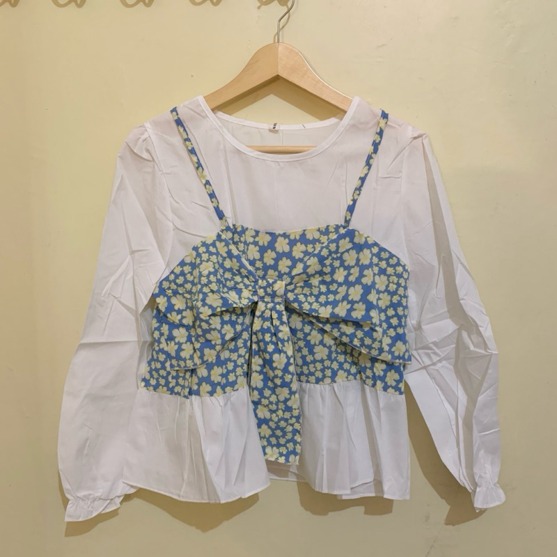 Blouse Pita Bunga Import Korea - Blouse Fashion Pita Korean Style - Blouse Bunga Bunga Pita Korean