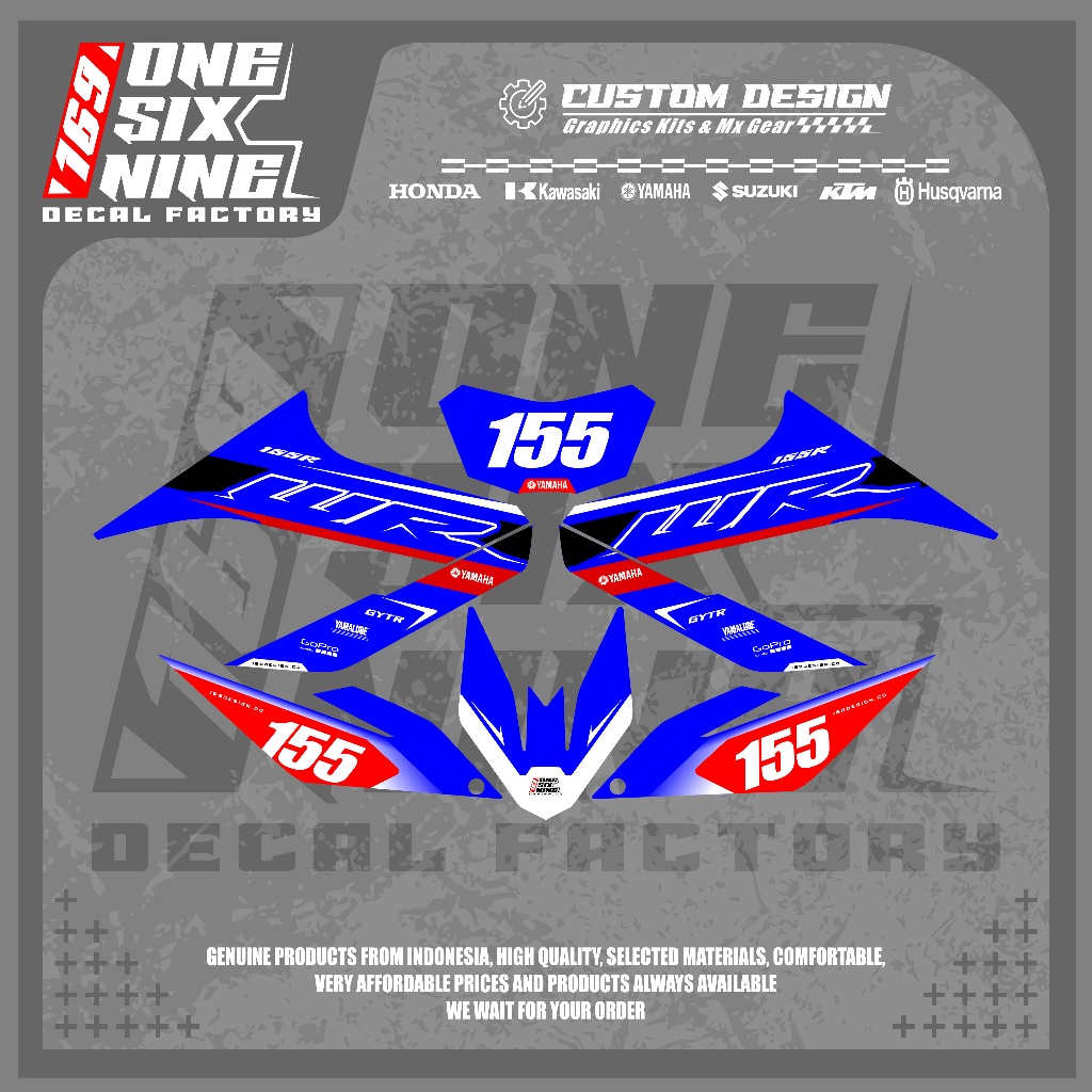 Striping Wr 155 herex biru merah - decal custom wr 155