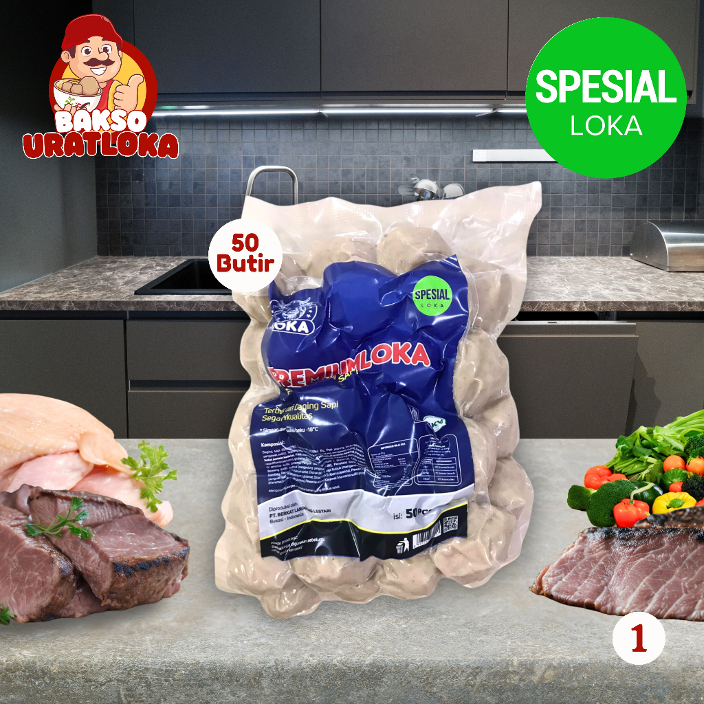 

SPESIALLOKA isi 50 Butir Berat 650gr Bakso Daging Sapi Premium