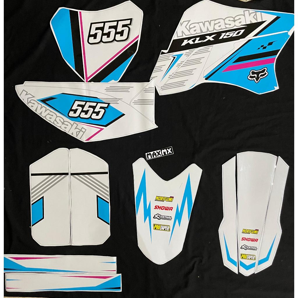 decal stiker keren full body klx 150 old grafis hijau putih