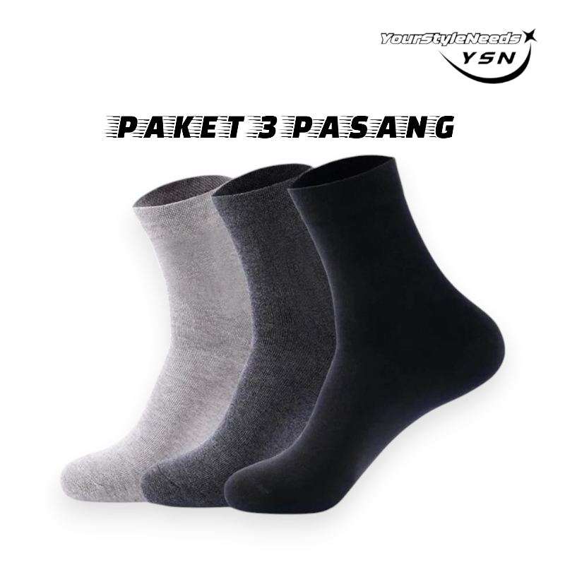 Paket 3 Pasang, Kaos Kaki Kerja Pria Wanita Dewasa Pendek Polos, Bahan Katun PE Allsize 38-43