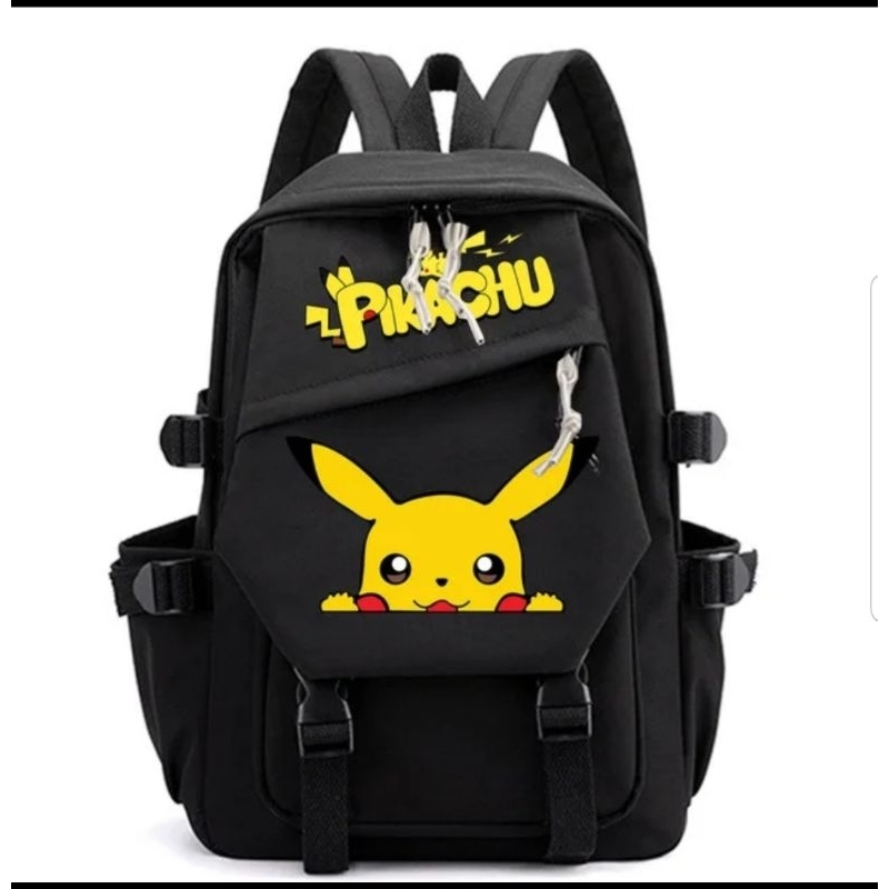 tas anime Tas Sekolah Pikachu Perempuan Remaja Ransel Sekolah Kanvas Tas Buku Pelajar untuk sd ,smp 