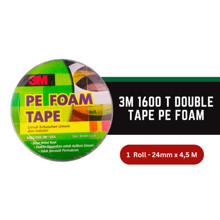 3M 1600 T Double Tape PE Foam tebal: 1.0 mm, size 24 mm x 4m