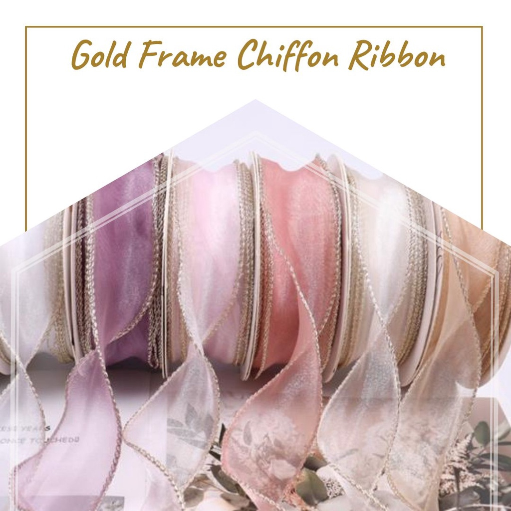 

GOLD FRAME CHIFFON RIBBON 4 CM / PITA