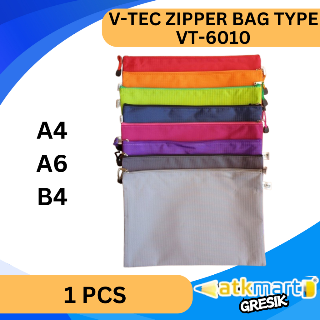 

V TEC ZIPPER BAG TYPE VT-6010 A4 A6 B4 / KOTAK PENSIL / DOCUMENT BAG