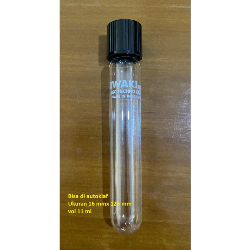 Tabung Reaksi Test Tube Pyrex iwaki Tutup Ulir 16x100