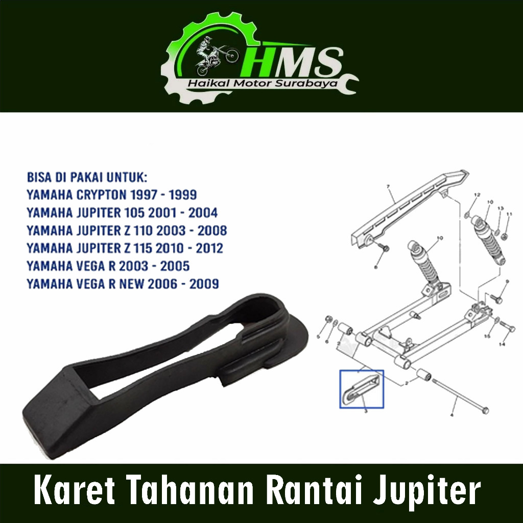 Karet Tahanan Rantai Jupiter - Bantalan Penahan Peredam Setelan Rante Vega Lama Crypton Vega R New