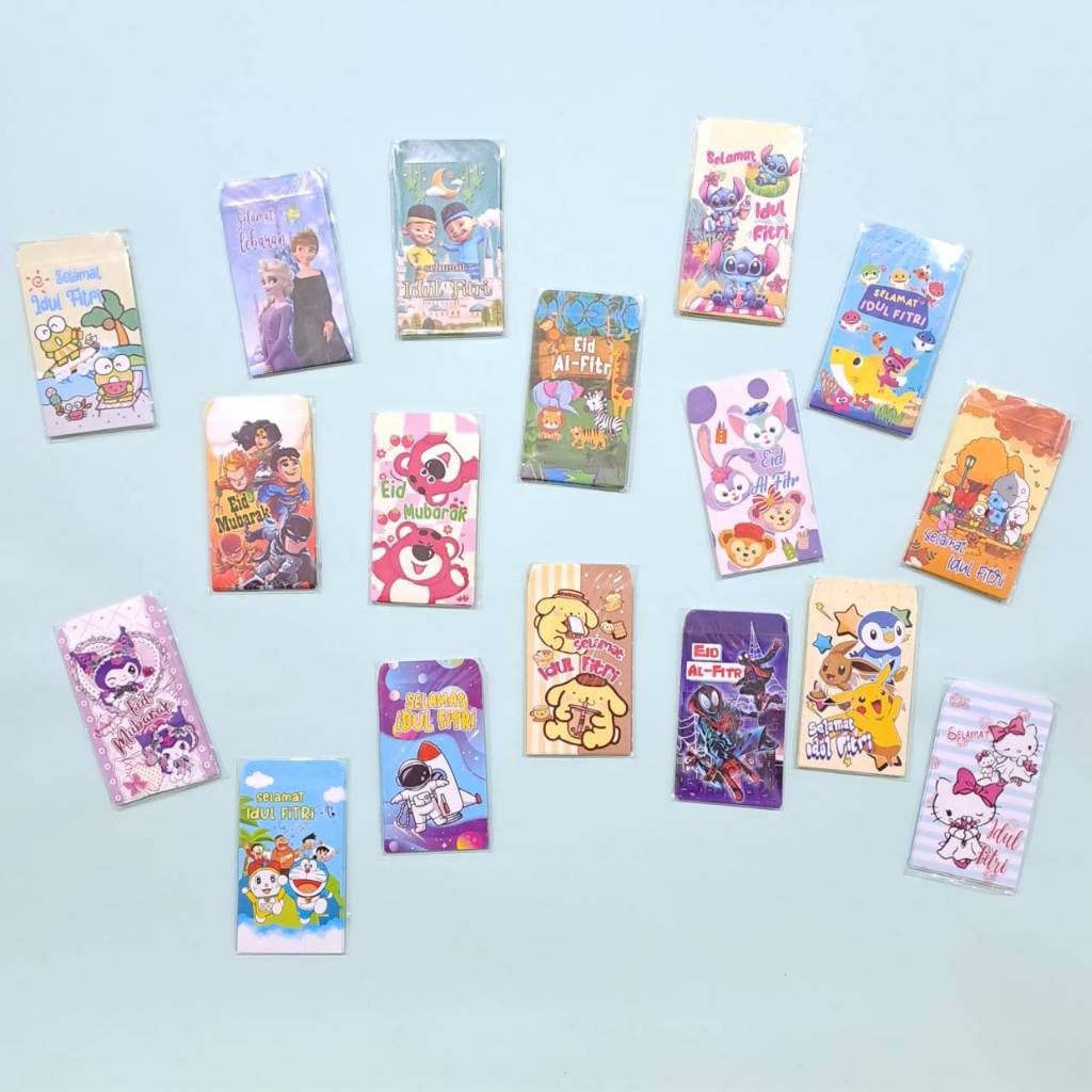 

(Buy 10 Pack FREE 1)Amplop Lebaran Idul Fitri Size S Anak Kuromi Melody Doraemon Unicorn Spiderman