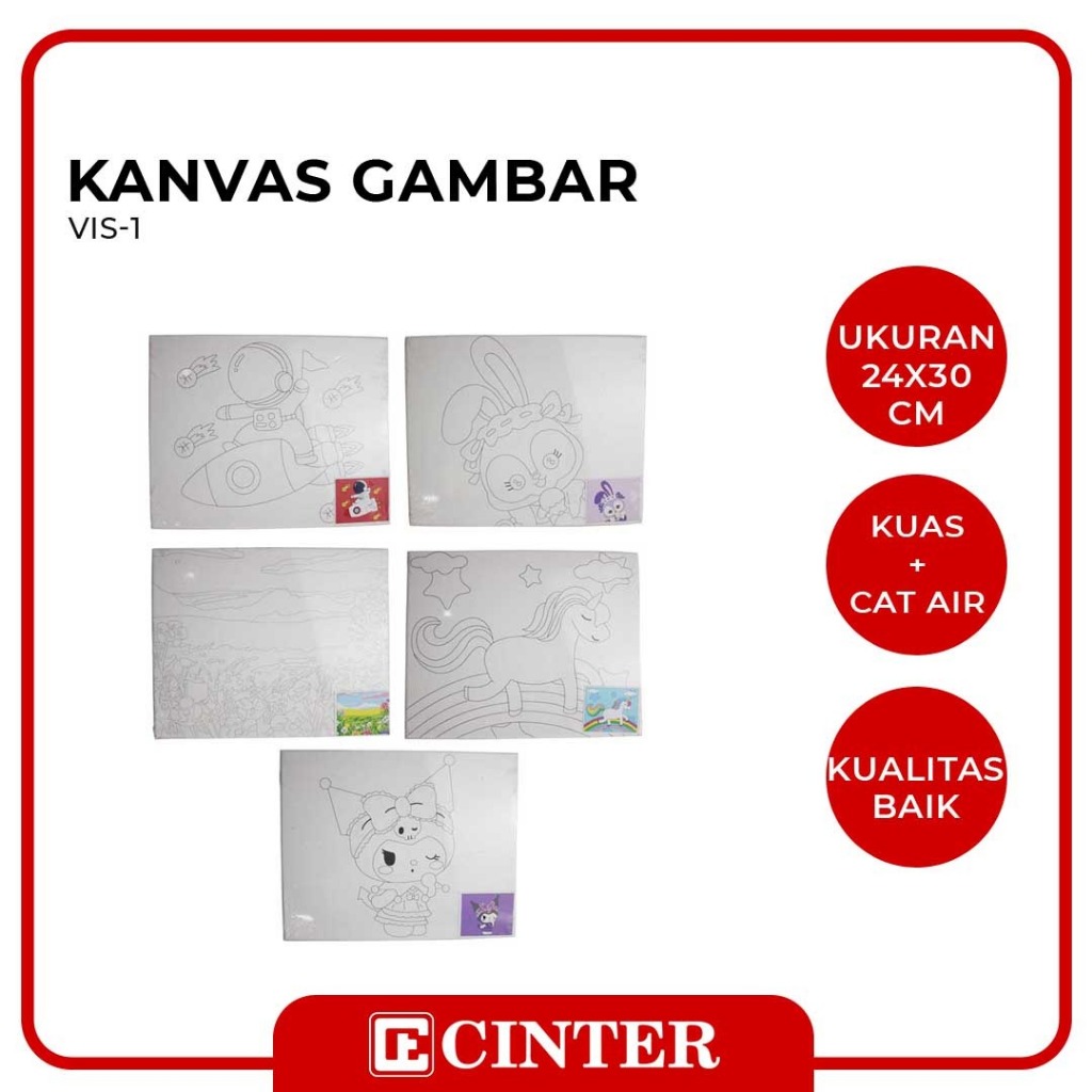 

VIS -1 - CANVAS / KAIN MEDIA LUKIS SET UKURAN 24 x 30 cm (DAPT KUAS & CAT AIR )