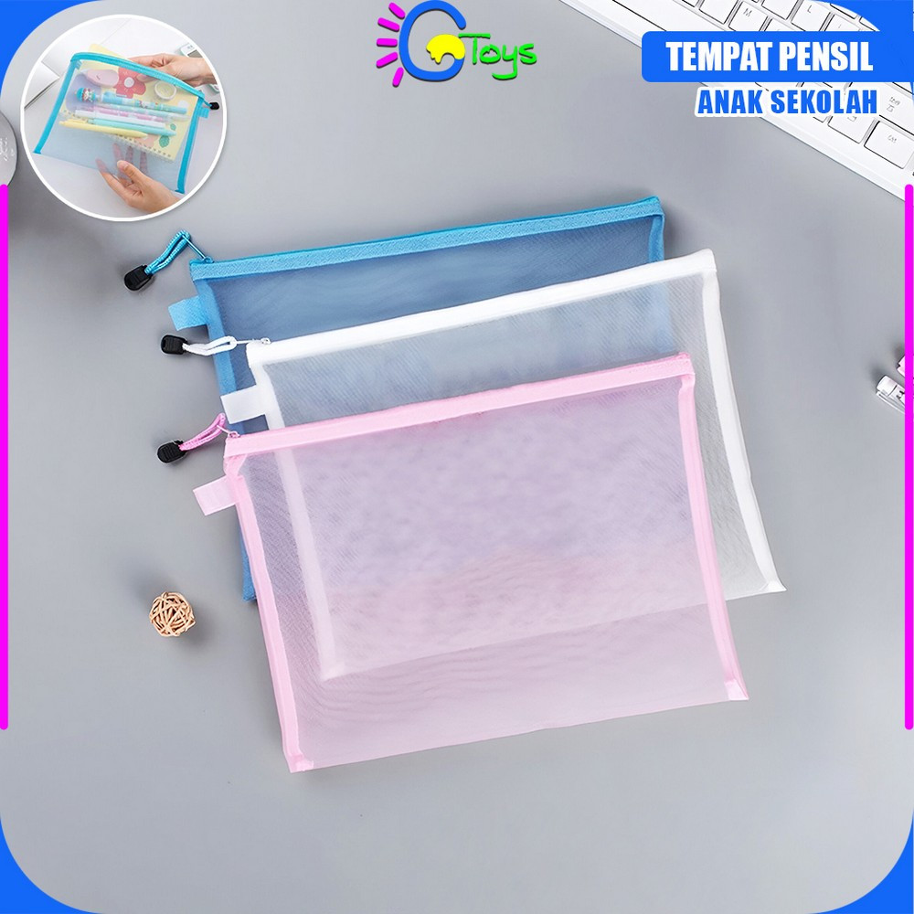 

CR-A111 Tempat Pensil Jaring Transparan Zipper Bag Penyimpanan Serbaguna / Pouch Tas Alat Tulis Anak Sekolah / Dompet Pensil Tempat Makeup Portabel