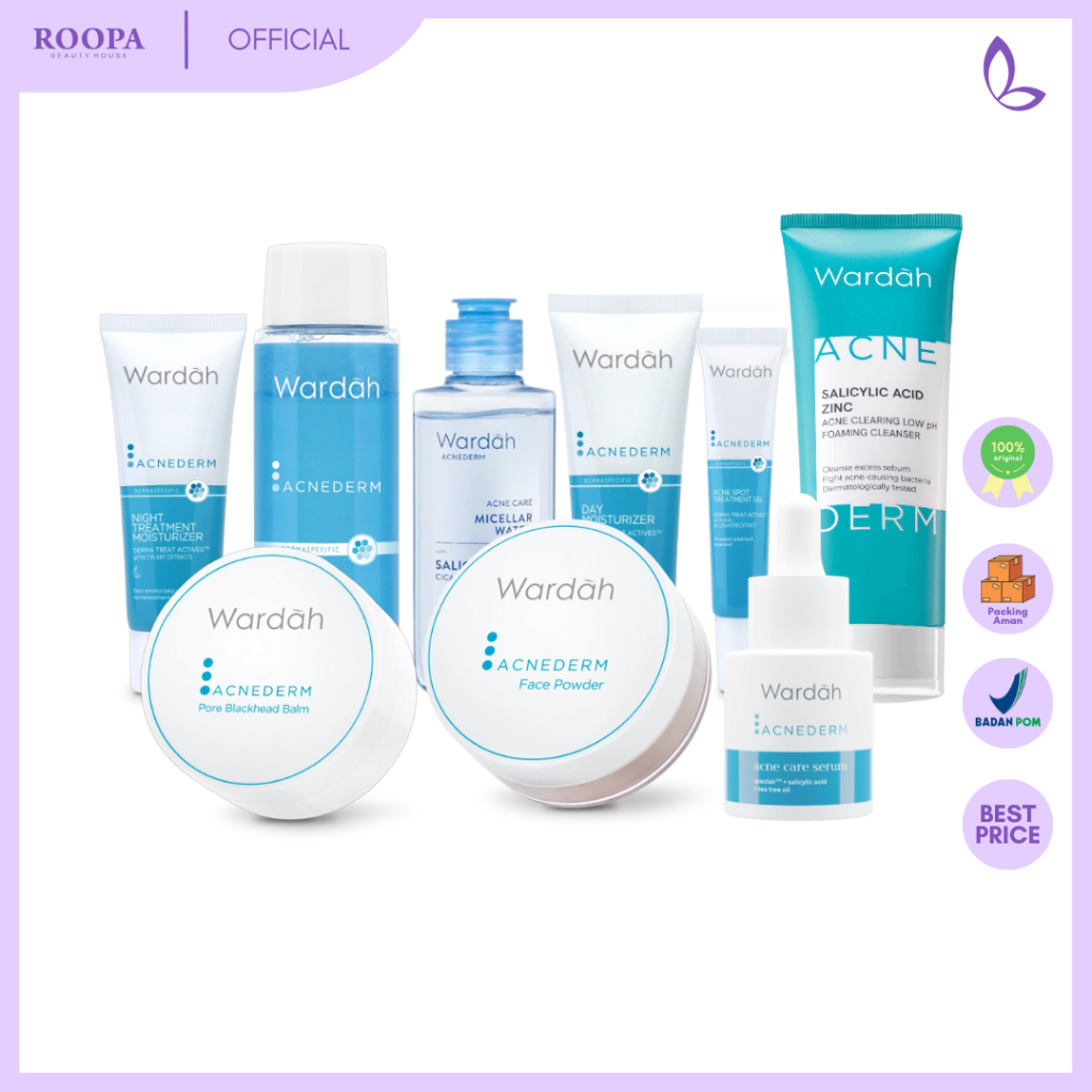 WARDAH Acnederm | Pure Foaming Cleanser | Pore Refing Toner | Acne Serum | Spot Treatment Gel | Day 