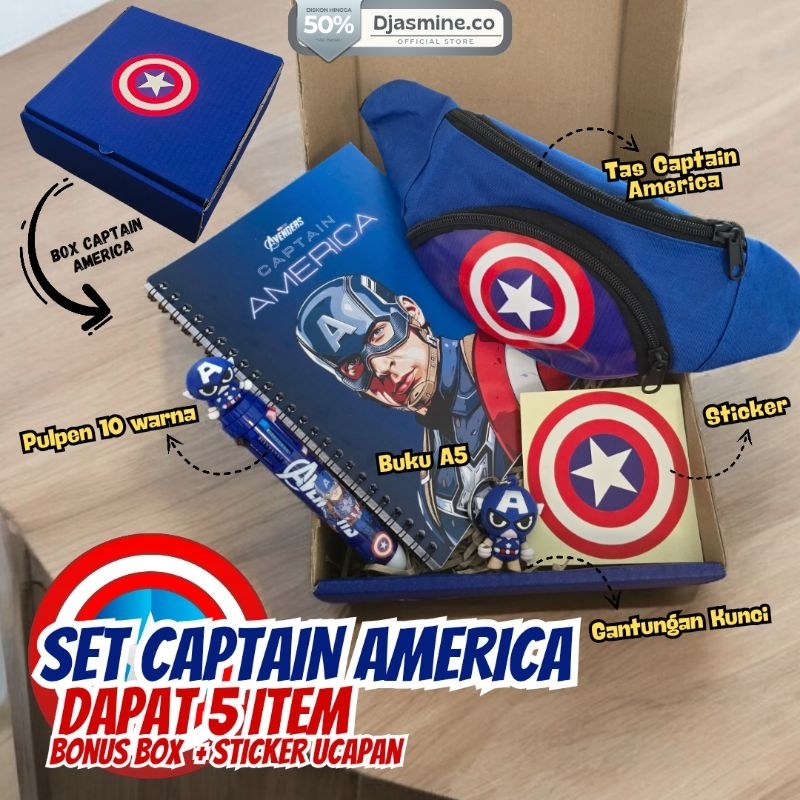 

Set bingkisan kado kapten amerika alat tulis captain america