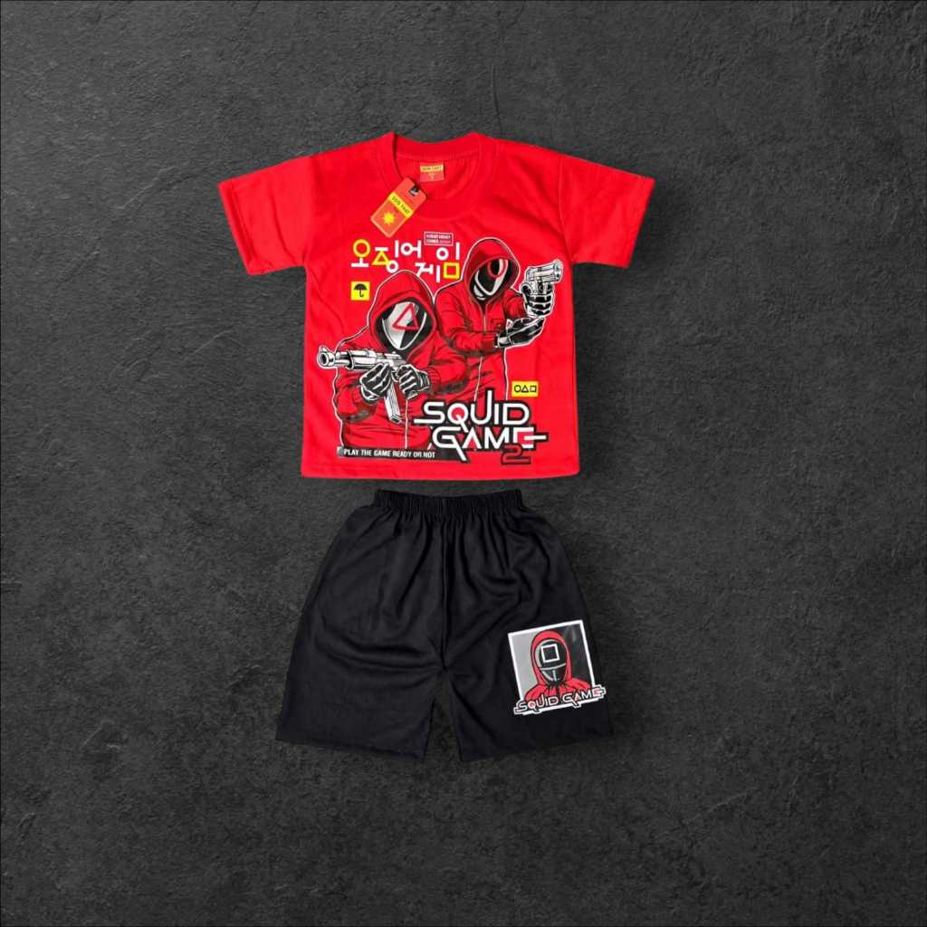 BAJU ANAK SETELAN SQUID GAME PENDEK