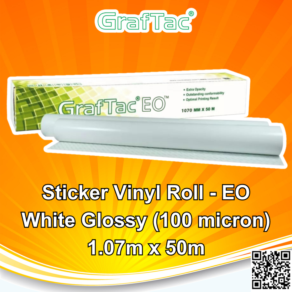 

GRAFTAC EO Sticker Roll Stiker Vinyl Digital Print Eco Solvent / UV Printing / Latex - Indoor/Outdoor Roll 1.07/1.27/1.52 m x 50 m