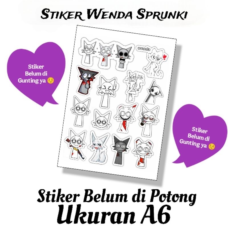 

STIKER WENDA SPRUNKI / Belum digunting Ukuran A6 / Sticker Lucu / Sticker Karakter