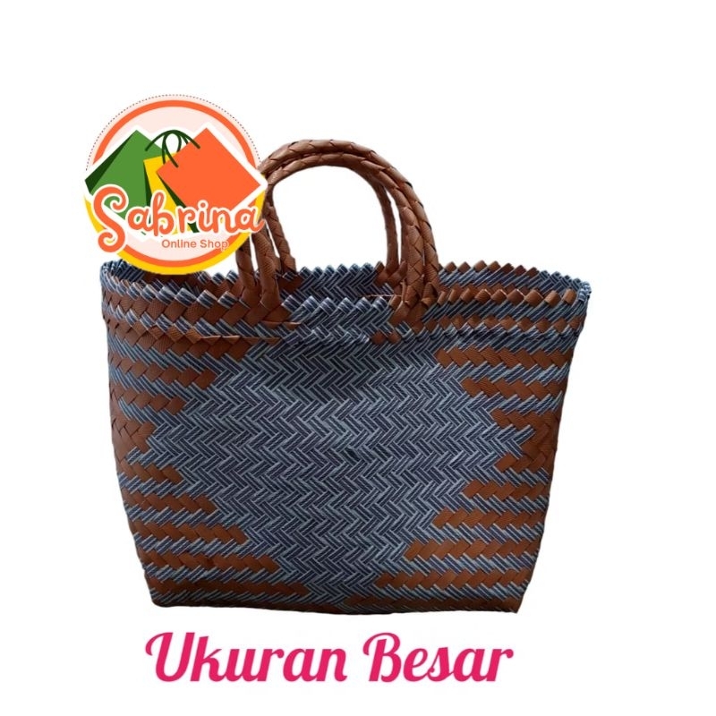Tas Anyam Plastik Lurik/ Ukuran Besar ( L ) / Tas Belanja / Tas Anyaman / Tas Berkat Hajatan Souveni