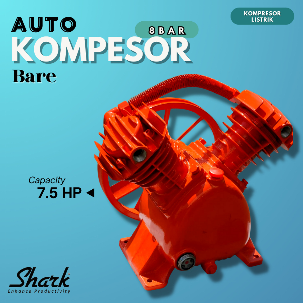 Kepala Kompresor Listrik 7.5 hp - Bare Auto 8 Bar Shark
