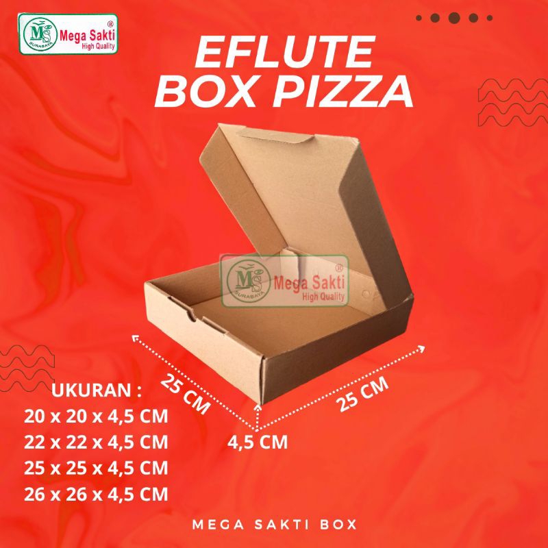 

(ISI 10 PCS) DOS / DUS EFLUTE POLOS PIZZA UK 20 X 20 X 4,5 CM & 22 X 22 X 4,5 CM & 25 X 25 X 4,5 CM / Karton Box Hampers Eflute Pizza Polos