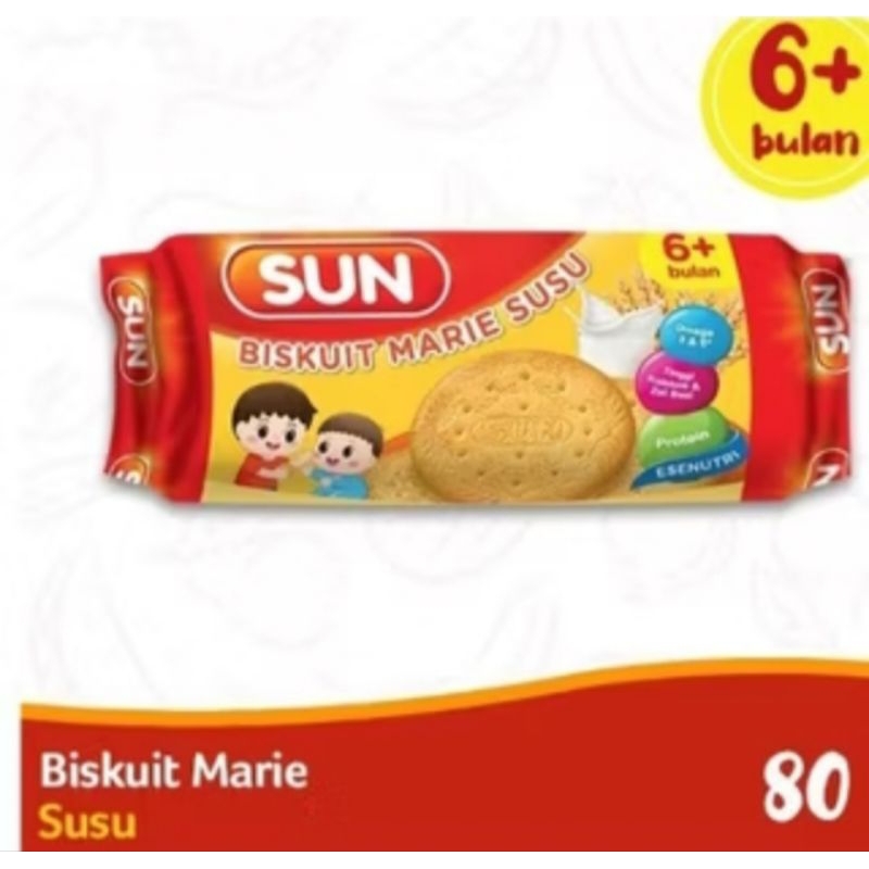 SUN Marie Roll Kecil 80 gr | SUN Snack Bayi | Sun Marie Biskuit | Sun Rusk Susu | SUN Biskuit Marie 