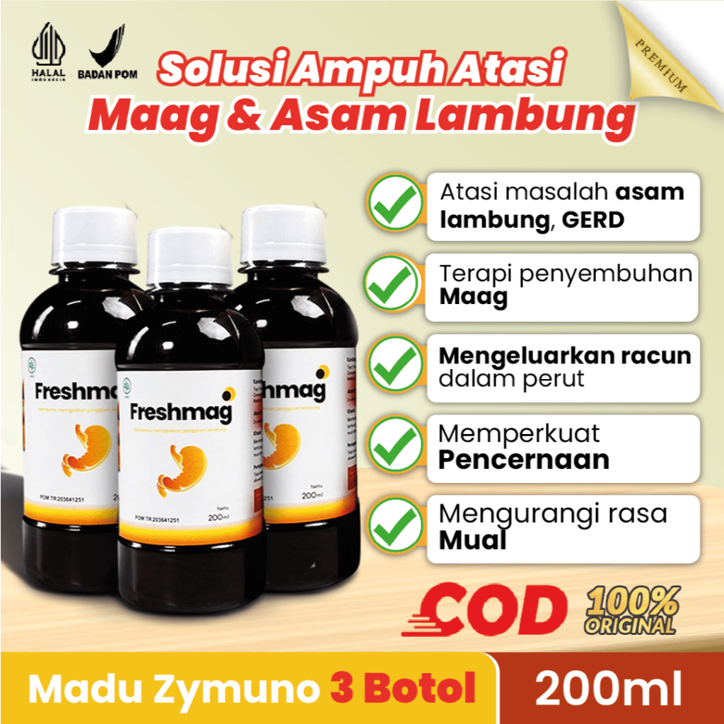 

FRESHMAG Madu Herbal Solusi Efektif Atasi Perut Asam Lambung Gerd Mual Muntah Obat Magh Kronis 3 Box