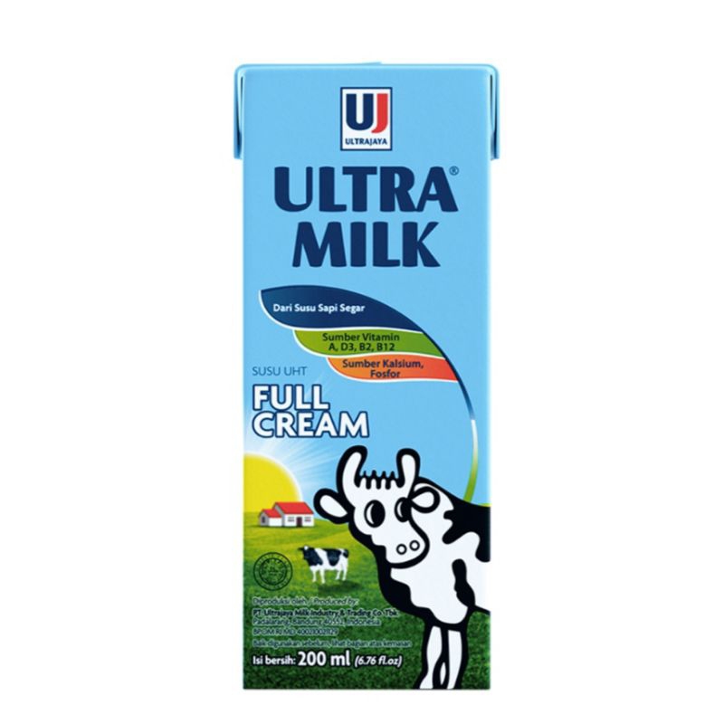 

[ 3 Pcs ] Ultra Milk Susu UHT 200ml / Cokelat / Full Cream / Stroberi / Karamel / Taro