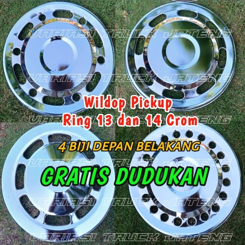 wildop pickup crom ring 13 dan ring 14 1set 4biji depan belakang bonus dudukan