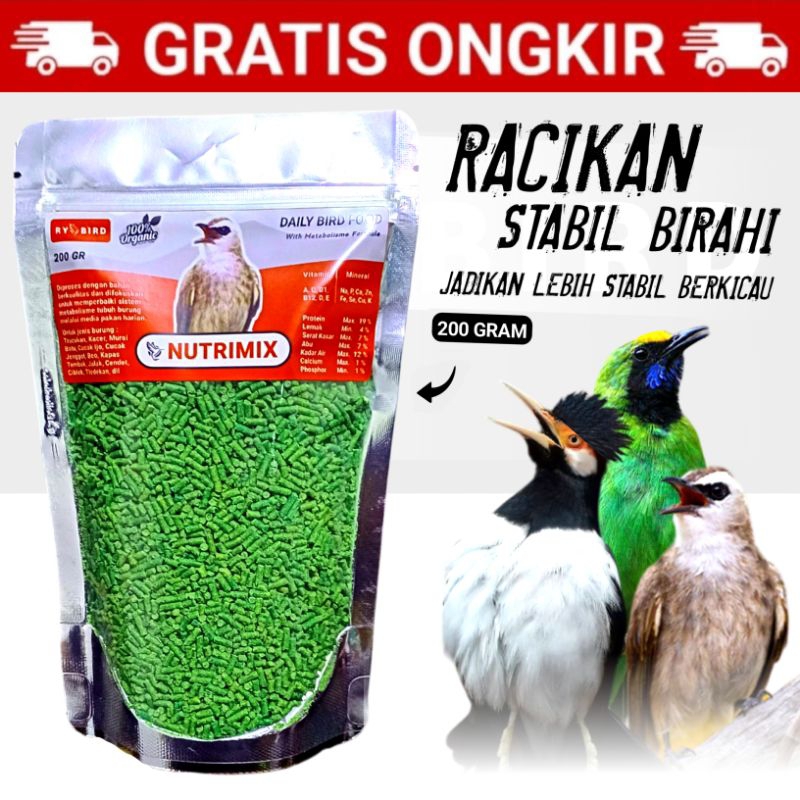 NUTRIMIX VOER HIJAU Pakan Burung Murai Kacer Trucuk Jalak