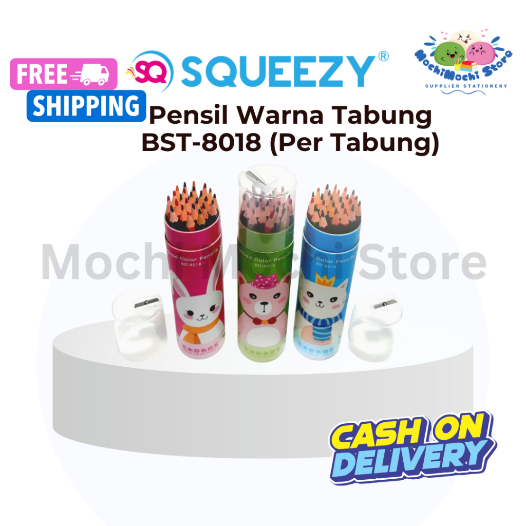 

Pensil Warna Tabung 24 Warna + Serutan BST-8018 | Squeezy Fancy 1 Set 24 Warna Lengkap dengan Serutan