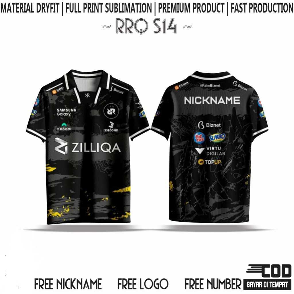 JERSEY RRQ HITAM MPL 14 TERBARU FULL PRINTING GRATIS NICKNAME DAN NO PUNGGUNG