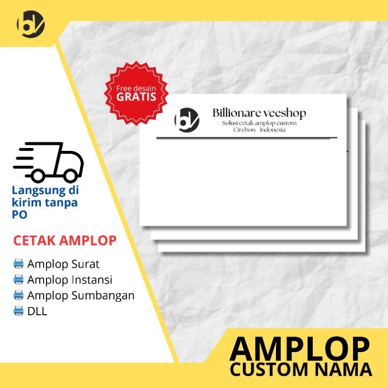 

Print Cetak Amplop Kop Surat Putih Custom/Amplop Instansi/Sumbangan Dll Paperline 10 20 50 100pcs/lembar Sudah Perekat Cirebon