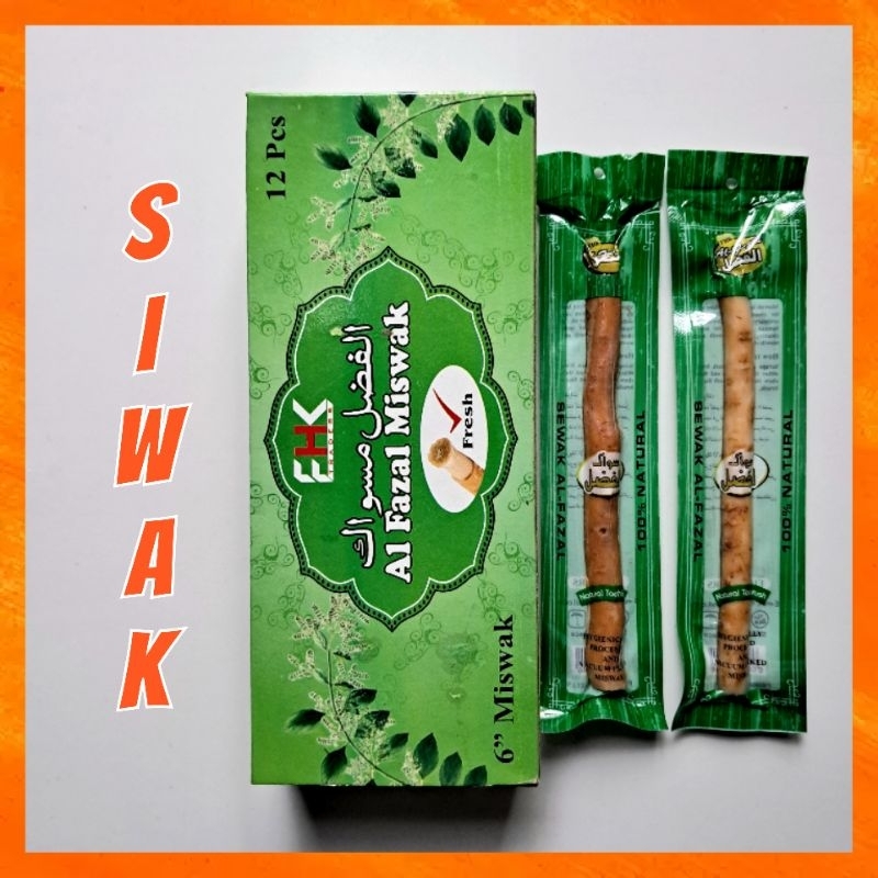 Siwak Al Fazal 1 box isi 12 pcs (1 Lusin) Sewak Al Fazal Miswak Al Fazal Susur Kayu Arok Kayu Arak K