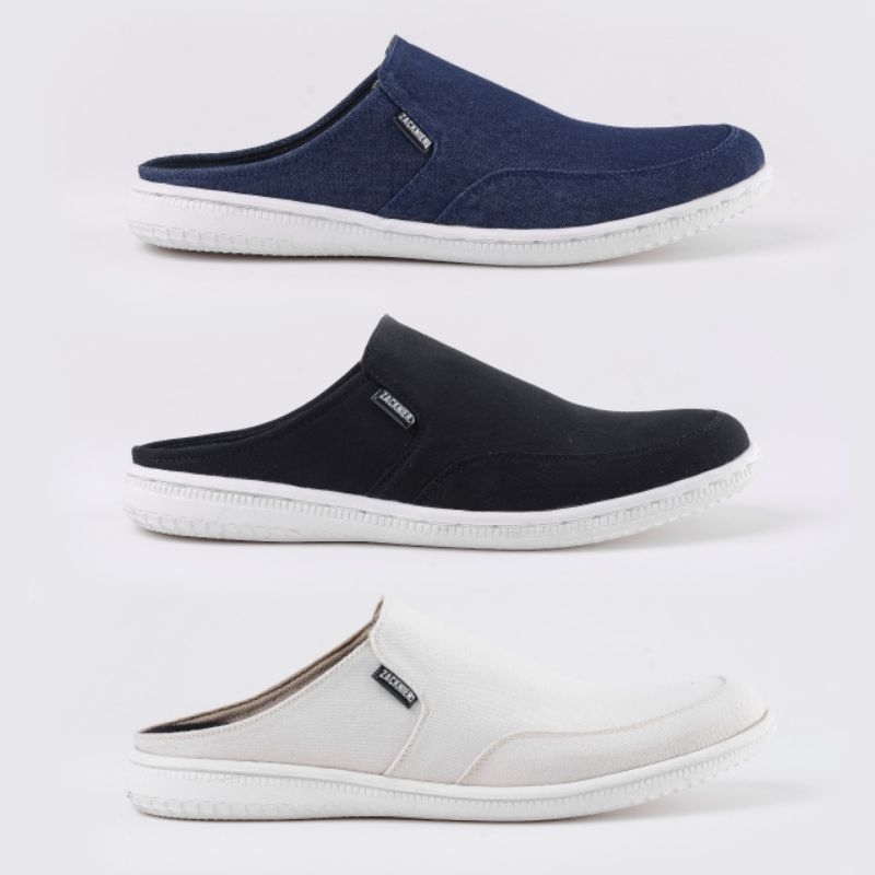 Zacknier Note Pria Sandal Sepatu Pria Casual Slip On Bahan Jeans Sol TPR Nyaman Dipakai Sehari Hari 