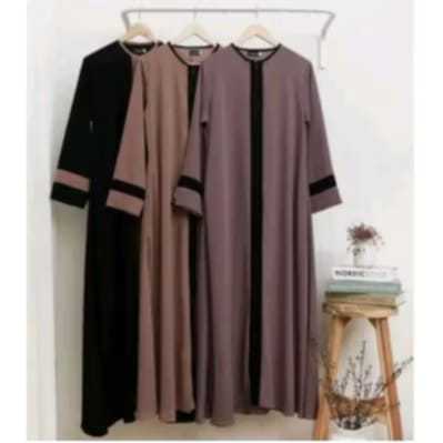 Abaya Hitam Turkey Dheera Gamis Syari Muslimah Jetblack Hitam Kombinasi Maxmara Silk Premium