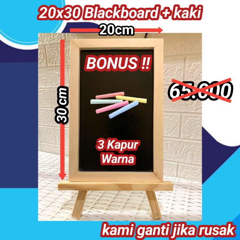 

Papan Tulis Kapur 20x30cm + Standing (gratis 3 kapur warna) Papan Tulis Blackboard/Papan Tulis Hitam