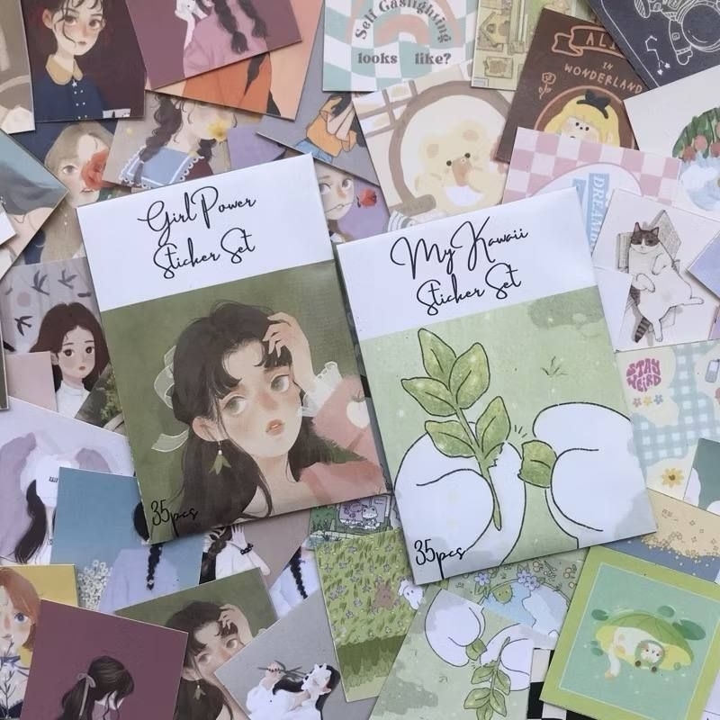 35pcs Sticker Aesthetic / Girl sticker aesthetic / Deco girl Aesthetic sticker / Cute Sticker / Bear